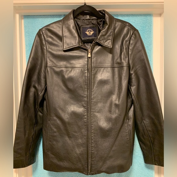 DOCKERS WOMENS BLACK LEATHER JACKET SIZE MEDIUM - Picture 1 of 5